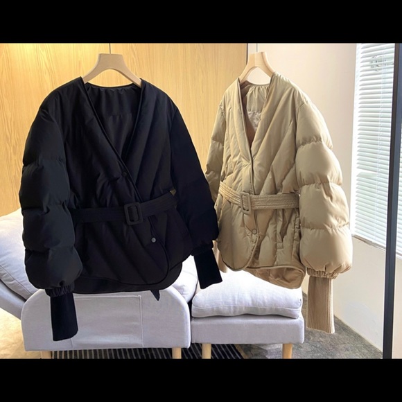 New Puff Down Quilted Tan color Streetwear Fashion women Autumn Winter Coat - Picture 5 of 16